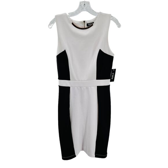 Allen B by Allen Schwartz Black & White Colorblock Sheath Dress Women S NWT - Picture 2 of 12